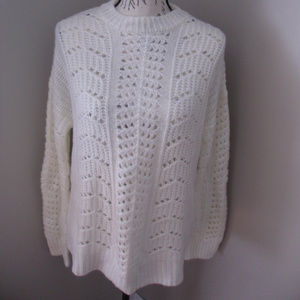 Deep Sugar Ivory Crochet Sweater NWT LARGE